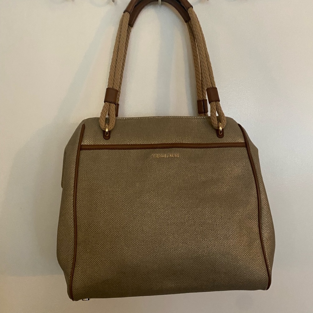 Michael Kors Tan Tote Bag. Coated canvas. Durable Excellent condition